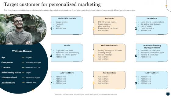 Target Customer For Personalized Marketing One To One Promotional Campaign