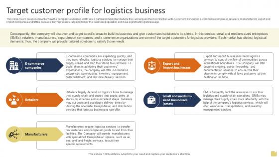 Target Customer Profile For Logistics Business Warehousing And Logistics Business Plan BP SS