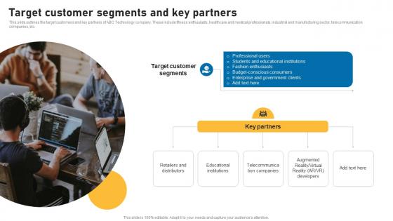 Target Customer Segments And Key Partners Smart Devices Funding Elevator Pitch Deck