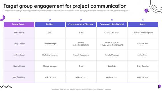 Target Group Engagement For Project Communication Event Communication