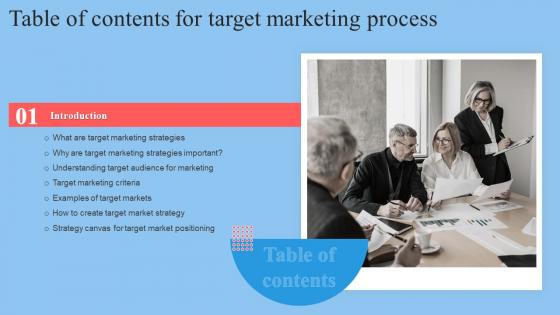 Target Marketing Process For Table Of Contents Ppt Summary Slides