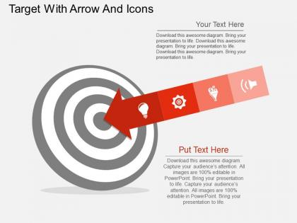 Target with arrow and icons flat powerpoint design