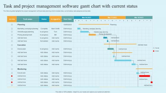 Task And Project Management Software Gantt Chart With Current Status