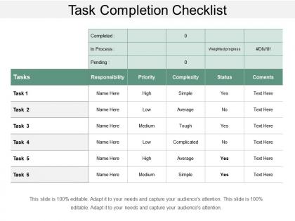 Task completion checklist ppt slides download