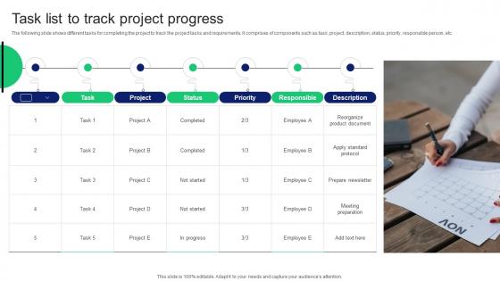 Task List To Track Project Progress
