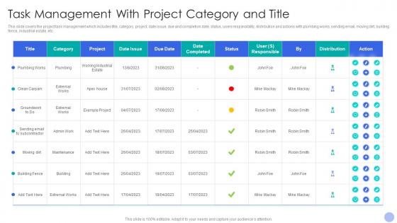 Task Management With Project Category And Title