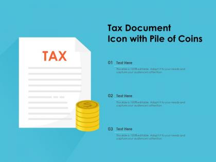 Tax document icon with pile of coins