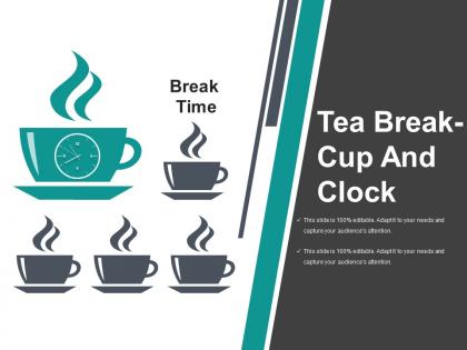 Tea break cup and clock
