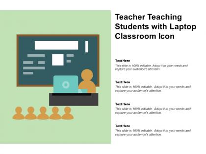 Teacher teaching students with laptop classroom icon