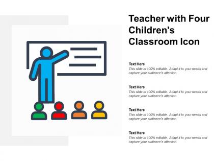Teacher with four childrens classroom icon