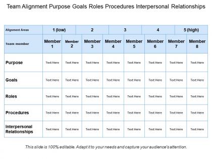 Team alignment purpose goals roles procedures interpersonal relationships