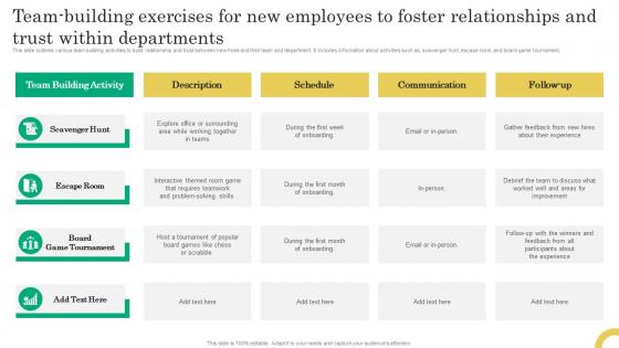 Team Building Exercises For New Employees To Foster Comprehensive Onboarding Program
