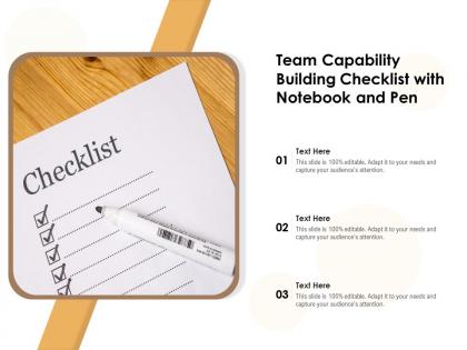 Team capability building checklist with notebook and pen