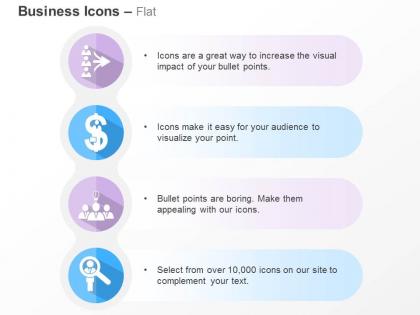 Team flow chart financer search idea generation ppt icons graphics