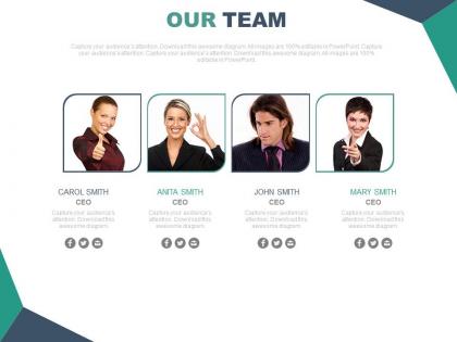 Team introduction slide with pictures powerpoint slide