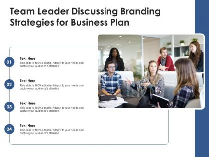 Team leader discussing branding strategies for business plan