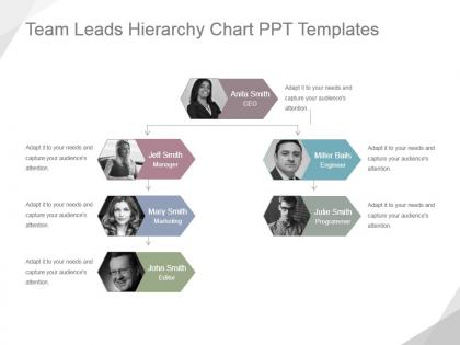 Team leads hierarchy chart ppt templates