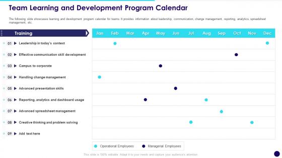 Team Learning And Development Program Calendar Developing Effective Team