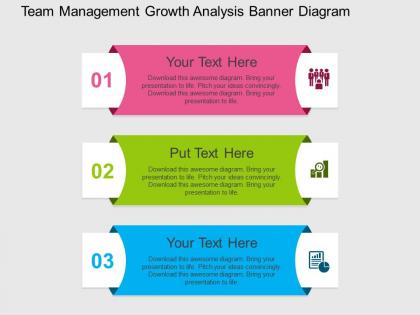 Team management growth analysis banner diagram flat powerpoint design