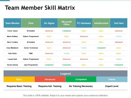 Team member skill matrix infrastructure ppt powerpoint presentation inspiration styles