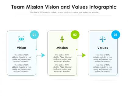 Team mission vision and values infographic