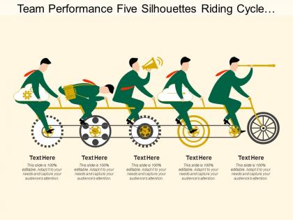 Team performance five silhouettes riding cycle promotion gear arrow