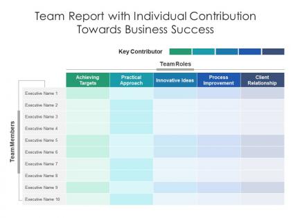Team report with individual contribution towards business success