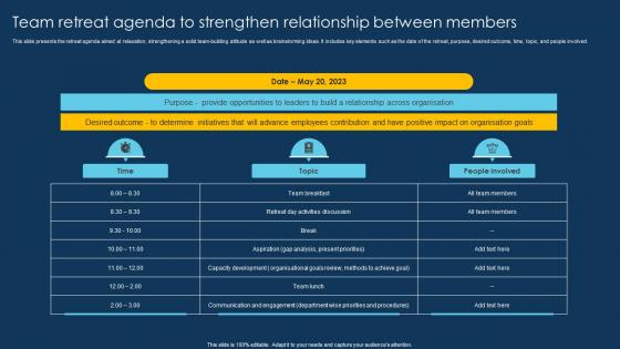 Team Retreat Agenda To Strengthen Relationship Between Members
