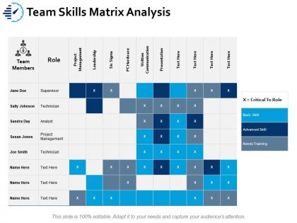 Team skills matrix analysis ppt portfolio objects
