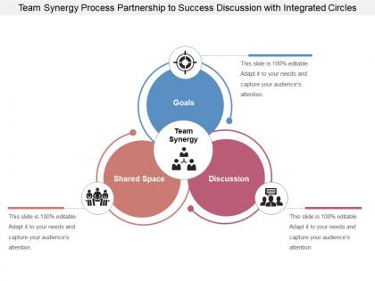 Team synergy process partnership to success discussion with integrated circles