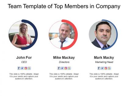 Team template of top members in company