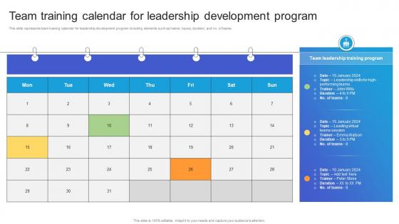 Team Training Calendar For Leadership Development Program