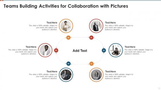 Teams building activities for collaboration with pictures infographic template