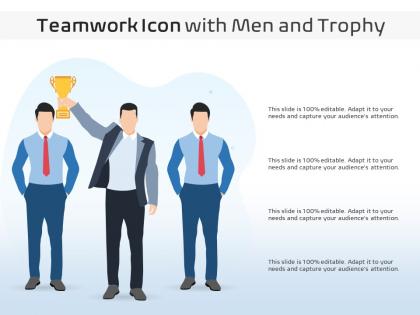 Teamwork icon with men and trophy