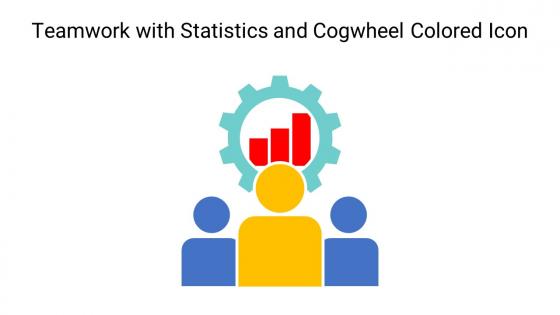 Teamwork With Statistics And Cogwheel Colored Icon In Powerpoint Pptx Png And Editable Eps Format