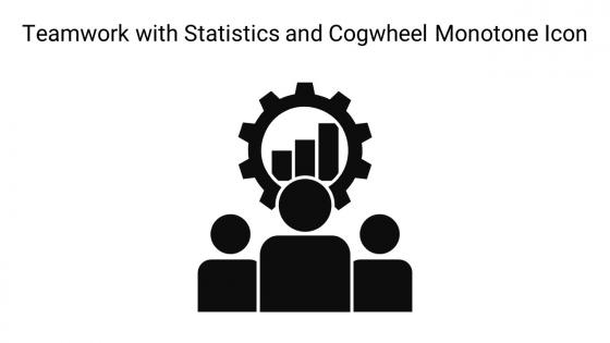 Teamwork With Statistics And Cogwheel Monotone Icon In Powerpoint Pptx Png And Editable Eps Format