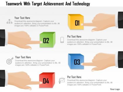 Teamwork with target achievement and technology powerpoint template