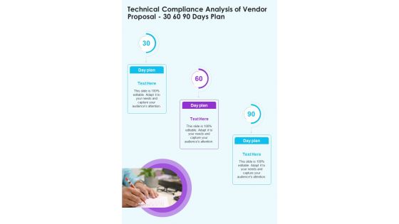 Technical Compliance Analysis Of Vendor Proposal 30 60 90 Days Plan One Pager Sample Example Document