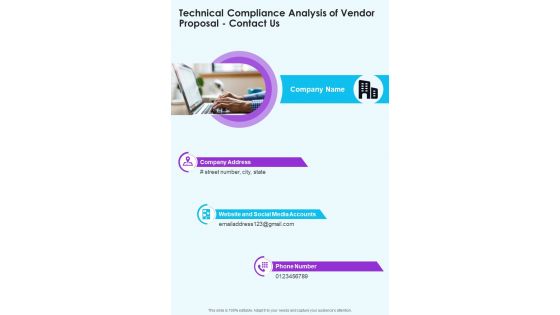 Technical Compliance Analysis Of Vendor Proposal Contact Us One Pager Sample Example Document