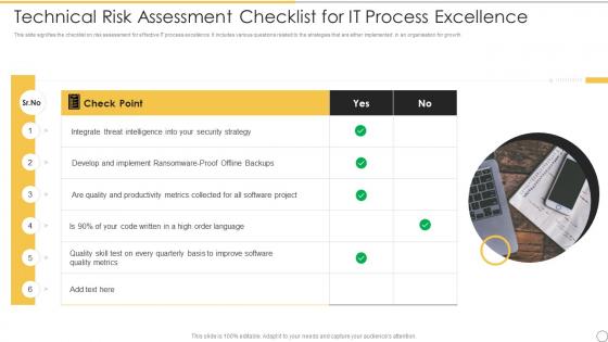 Technical Risk Assessment Checklist For IT Process Excellence