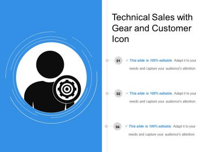 Technical sales with gear and customer icon