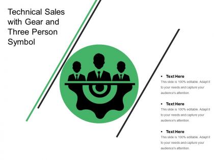 Technical sales with gear and three person symbol
