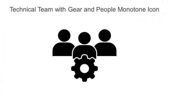 Technical Team With Gear And People Monotone Icon In Powerpoint Pptx Png And Editable Eps Format