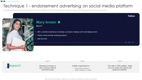 Technique 1 Endorsement Advertising On Social Media Product Differentiation Through
