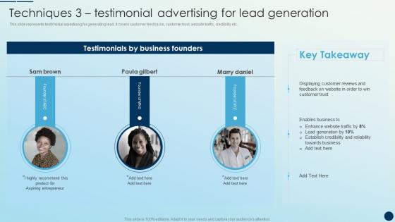 Techniques 3 Testimonial Advertising For Lead Generation Brand Promotion Strategies