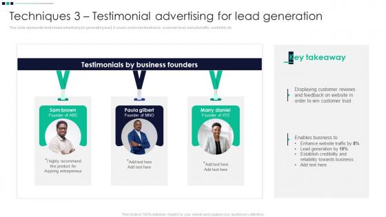 Techniques 3 Testimonial Advertising For Lead Generation Product Differentiation Through