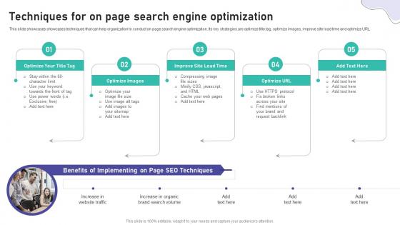 Techniques For On Page Search Engine Optimization Brand Marketing And Promotion Strategy