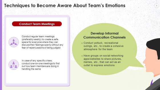 Techniques To Become Aware About Teams Emotions Training Ppt