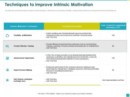 Techniques to improve intrinsic motivation efficient ppt powerpoint presentation file picture
