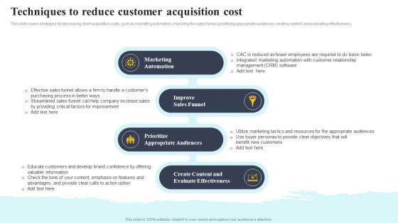 Techniques To Reduce Customer Acquisition Cost Complete Guide To Customer Acquisition For Startups